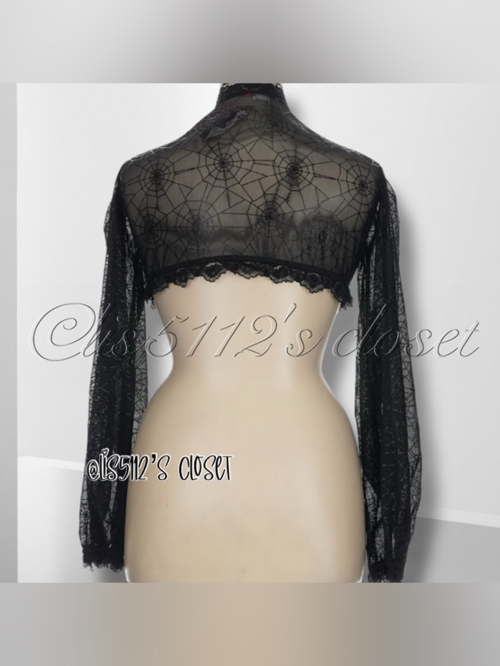 Vixen by Micheline Pitt Black Spiderweb Bolero Shrug XL - Picture 12 of 13